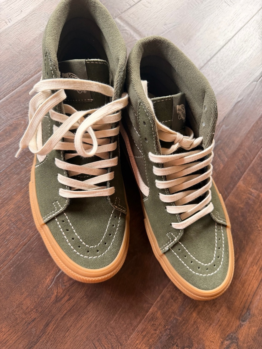 Vans Olive Green High-Top Sneakers with Gum Soles